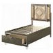 Skylar Beige and Dark Champagne Full Upholstered Storage Panel Bed with LED