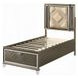 Skylar Beige and Dark Champagne Full Upholstered Storage Panel Bed with LED