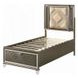 Skylar Beige and Dark Champagne Twin Upholstered Storage Panel Bed with LED