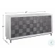 Checkerboard Whitewash and Pewter Gray 4 Door Accent Cabinet