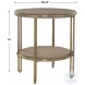 Thalyn Light Oak And Plated Brushed Brass Round Side Table