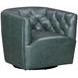 Mira Forest Green Leather Upholstered Swivel Accent Chair