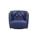 Mira Blue Leather Upholstered Swivel Accent Chair
