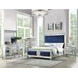 Varian Blue and Silver King Upholstered Panel Bed with Nailhead Trim