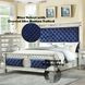 Varian Blue and Silver King Upholstered Panel Bed with Nailhead Trim