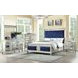 Varian Blue and Silver Upholstered Panel Bedroom Set with Nailhead Trim