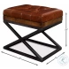 26755 Brown Leather Cushion Bench