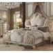 Picardy Beige and Antique Pearl King Upholstered Panel Bed with Nailhead Trim