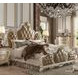 Picardy Butterscotch and Antique Pearl Queen Upholstered Panel Bed with Nailhead Trim