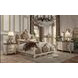 Picardy Butterscotch and Antique Pearl Queen Upholstered Panel Bed with Nailhead Trim