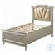 Kaitlyn Synthetic Leather and Champagne Twin Upholstered Storage Bed with LED Lighting
