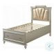 Kaitlyn Synthetic Leather and Champagne Full Upholstered Bed with Storage and LED