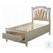Kaitlyn Synthetic Leather and Champagne Full Upholstered Bed with Storage and LED