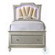 Kaitlyn Synthetic Leather and Champagne Full Upholstered Bed with Storage and LED