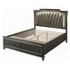 Kaitlyn Gold and Metallic Gray King Upholstered Storage Panel Bed and LED