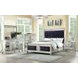 Varian Dark Navy and Silver Queen Upholstered Panel Bed with Nailhead Trim
