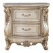 Gorsedd Beige and Golden Ivory 2 Drawer Marble Top Nightstand