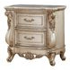 Gorsedd Beige and Golden Ivory 2 Drawer Marble Top Nightstand
