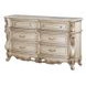 Gorsedd Beige and Golden Ivory 6 Drawer Marble Top Dresser