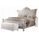Picardy Antique Pearl Queen Upholstered Panel Bed with Nailhead Trim