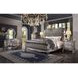 Dresden Vintage Bone White and Gray Queen Upholstered Sleigh Bed with Nailhead Trim