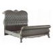 Dresden Vintage Bone White and Gray Queen Upholstered Sleigh Bed with Nailhead Trim