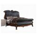 Dresden Black and Cherry Oak King Upholstered Sleigh Bed with Nailhead Trim