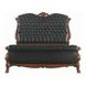 Dresden Black and Cherry Oak Queen Upholstered Sleigh Bed with Nailhead Trim
