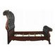 Dresden Black and Cherry Oak Queen Upholstered Sleigh Bed with Nailhead Trim