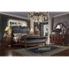 Dresden Black and Cherry Oak Queen Upholstered Sleigh Bed with Nailhead Trim