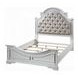 Florian Beige and Antique White Queen Upholstered Panel Bed