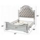 Florian Beige and Antique White Queen Upholstered Panel Bed