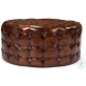 29549 Brown Leather Tufted Ottoman