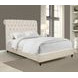 Devon Beige California King Upholstered Panel Bed with Nailhead Trim