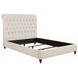 Devon Beige California King Upholstered Panel Bed with Nailhead Trim