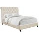 Devon Beige California King Upholstered Panel Bed with Nailhead Trim