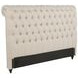 Devon Beige Upholstered California King Panel Headboard with Nailhead Trim