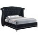 Barzini Black California King Upholstered Bed with Nailhead Trim