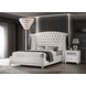 Barzini White California King Upholstered Bed with Nailhead Trim