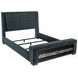 Preston Dark Blue California King Upholstered Platform Bed with Audio Flame Visualizer