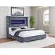 Tisdall Gray California King Upholstered Panel Bed with Flame Visualizer