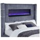 Tisdall Gray California King Upholstered Panel Bed with Flame Visualizer
