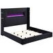 Tisdall Black California King Upholstered Panel Bed with Flame Visualizer