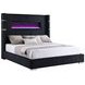 Tisdall Black California King Upholstered Panel Bed with Flame Visualizer