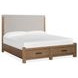 Plum Creek Sierra Brown and Elite Dove Queen Upholstered Storage Panel Bed