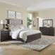 Modern Edge Caffe and Textured Gray King Upholstered Panel Bed