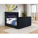 Tisdall Black King Upholstered Panel Bed with USB Charging and Hidden TV Mount