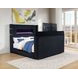 Tisdall Black King Upholstered Panel Bed with USB Charging and Hidden TV Mount