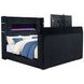 Tisdall Black King Upholstered Panel Bed with USB Charging and Hidden TV Mount