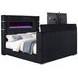 Tisdall Black California King Upholstered Panel Bed with USB Charging and Hidden TV Mount